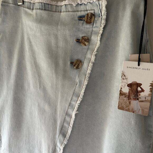 SINCERELY JULES | Boho Denim Y2K 90s Fringe Asymmetrical Skirt Size Small 5 /27 - Picture 3 of 14